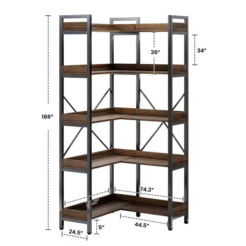 Hyleory L-Shape 5-Tier Bookshelf