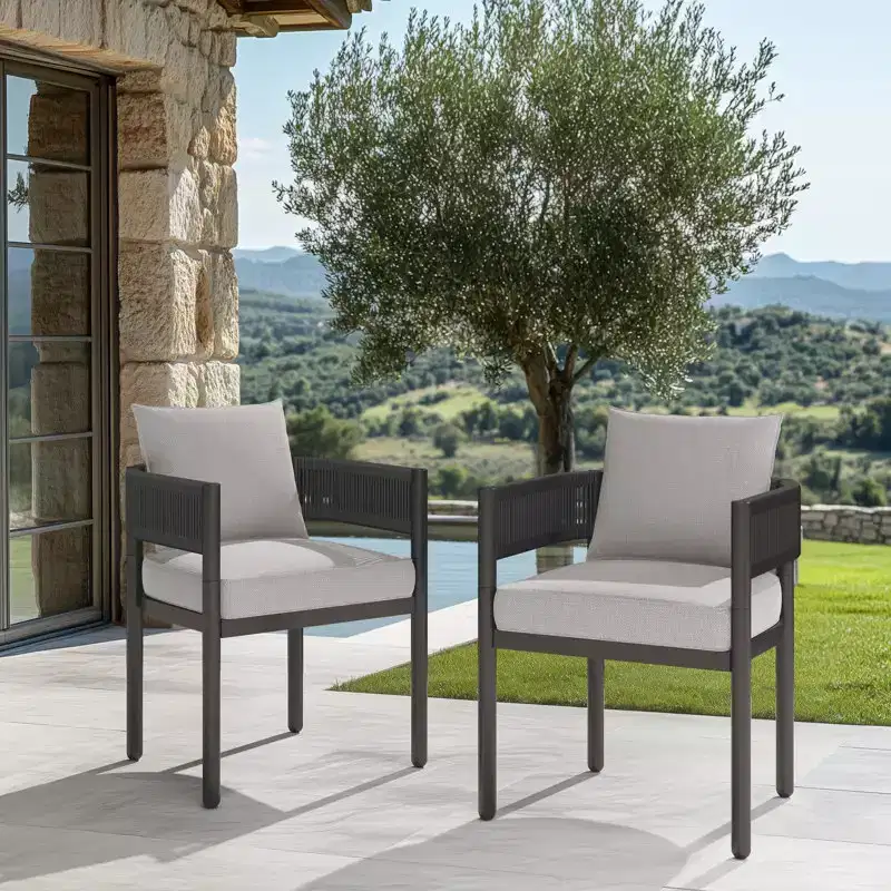 GRANDPATIO Outdoor Dining Chair With Cushions Set Of 2