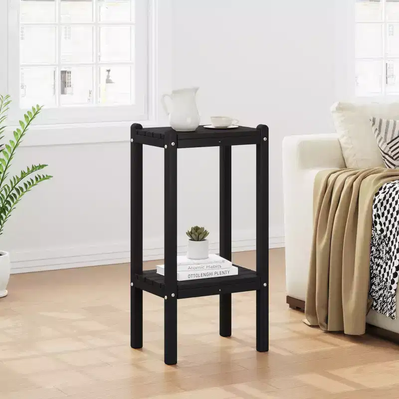 WestinTrends Malibu 36 All Weather HDPE Outdoor Patio Two Shelf Side Table