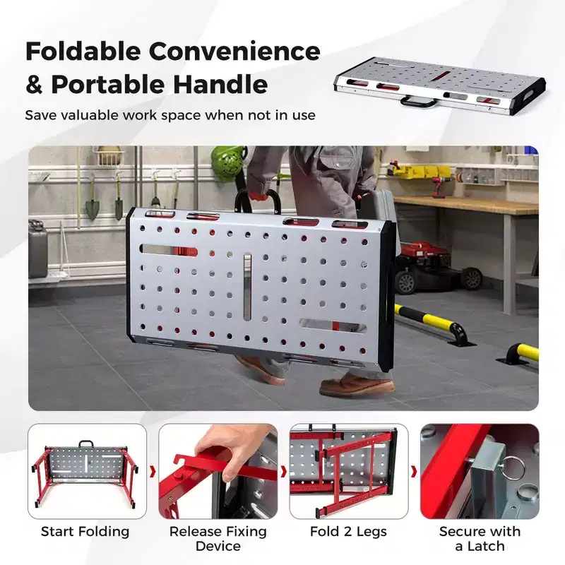 Costway Welding Table 42 x 21 with Adjustable Height 2 Bar Clamps and Carrying Handle