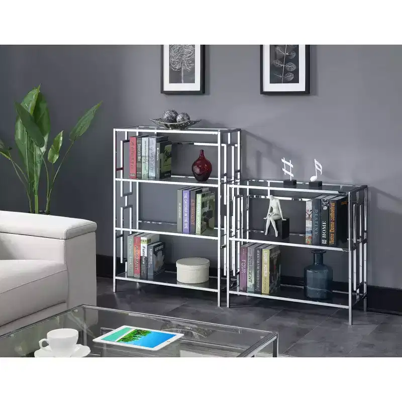 30" Town Square Chrome 3 Tier Bookcase Chrome - Breighton Home