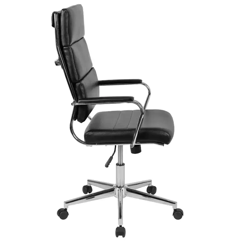 High Panel-Back Ergonomic Office Chair with Padded Metal Arms Executive Swivel Computer Desk Chair