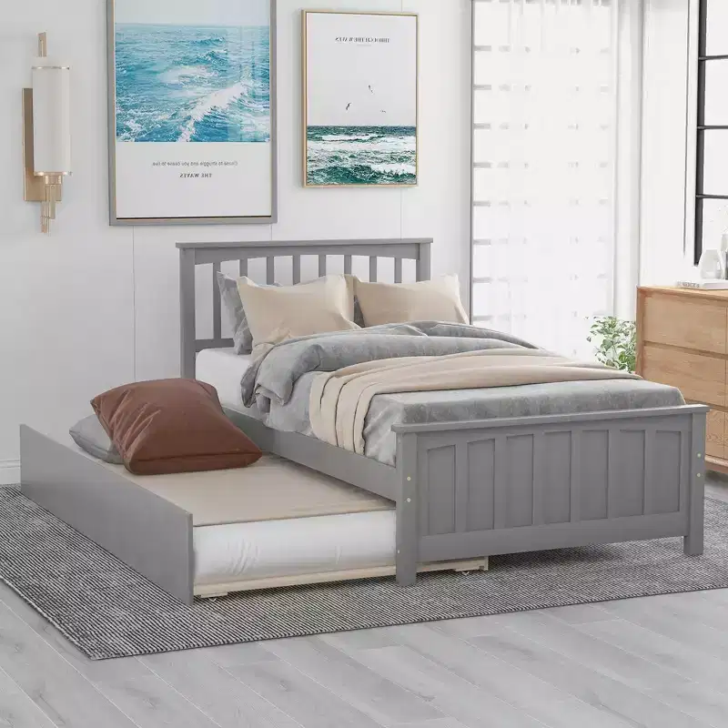 Twin Size Platform Bed with Trundle-ModernLuxe