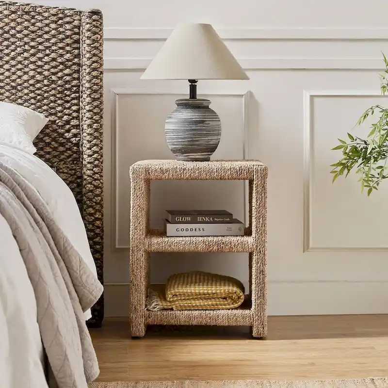 Dominik 24 Grass Rope Side Table with Two Open Shelves by HULALA HOME
