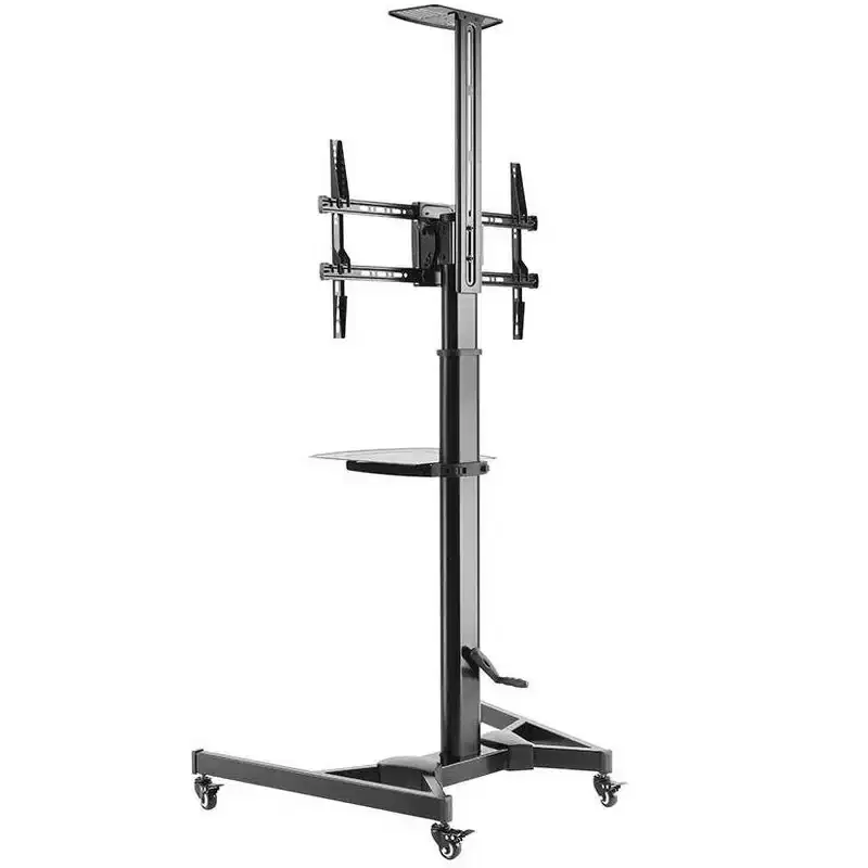 Premium Height adjustable TV Display Cart for 37 to 70 Displays max 110 lbs with Portrait-to-Landscape Rotation, Hand Crank Height
