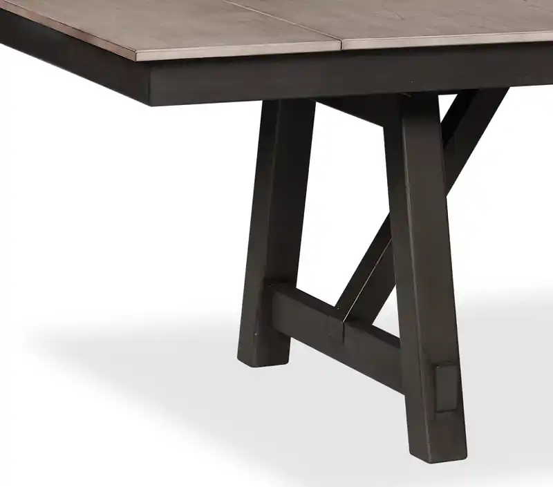Dining Table with 66-94W Extension, Melamine, Trestle Base
