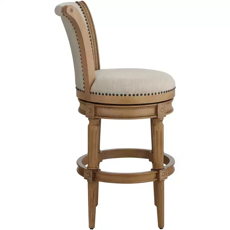 55 Downing Street Oliver 30 1/2 High Sand Fabric Scroll Back Swivel Bar Stool