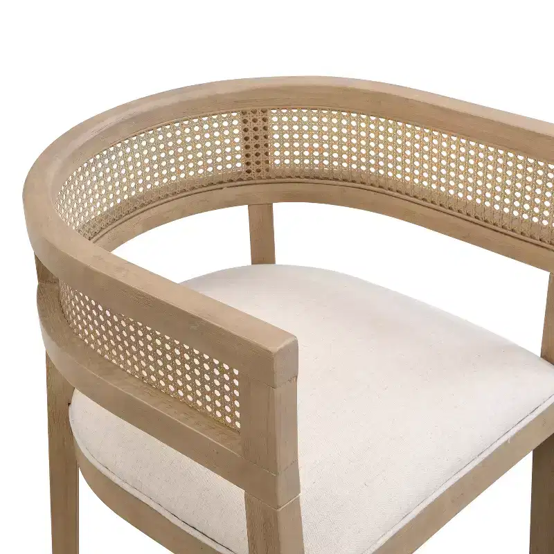 Christopher Knight Home Cinnabar 19.75 Seat Height Upholstered Rubberwood Tub Dining Chairs with Cane Back(Set of 2)