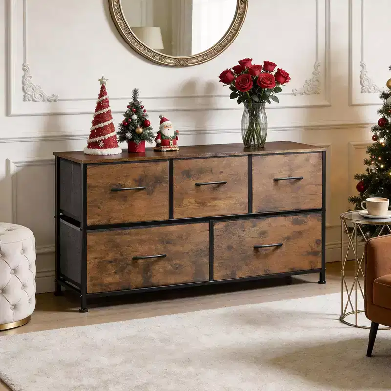 5-Drawer Fabric Storage Dresser with Steel Frame – 39.4