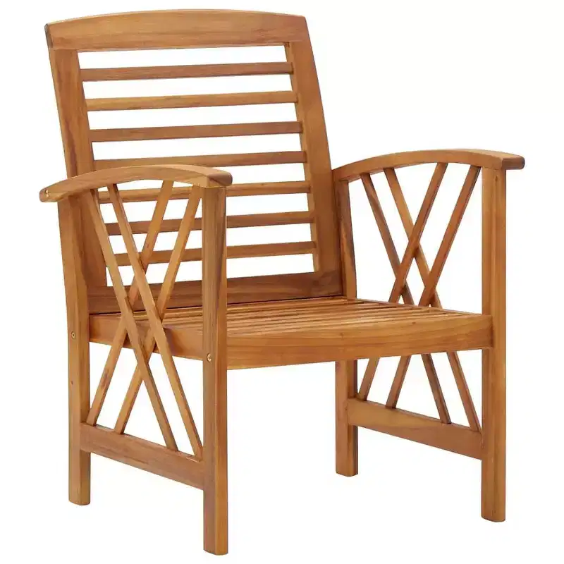 vidaXL Garden Chair Set of 2 Natural Wood Solid Acacia Wood - Brown
