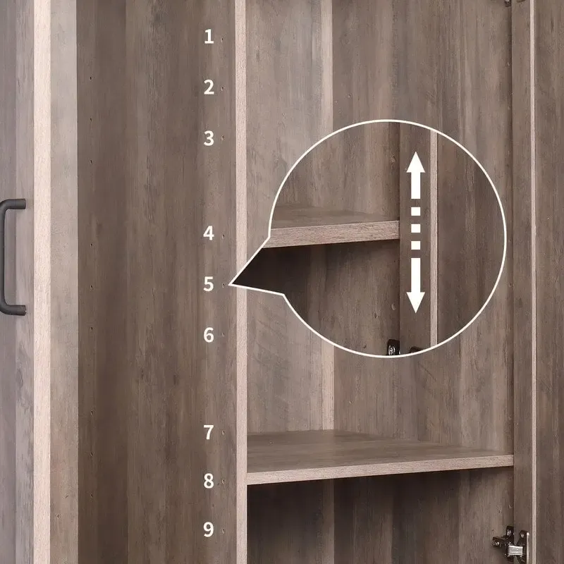 Grey Wooden Wardrobe - N/A