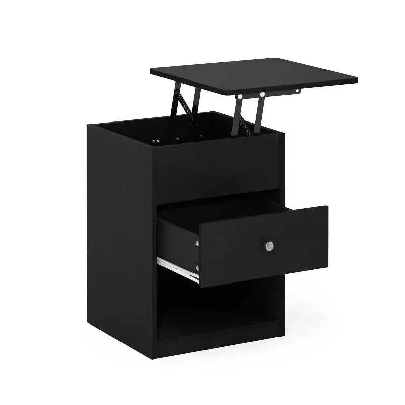 Furinno Modern Lift Top Coffee Table Nightstand W/Storage Compartment & Drawer & Open Cube Sofa Side End Table Living Room Home Furniture,Americano