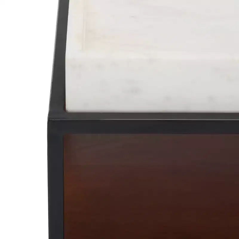 Kya 2 Tier Accent Table - ACC3709A - White/Walnut - Safavieh