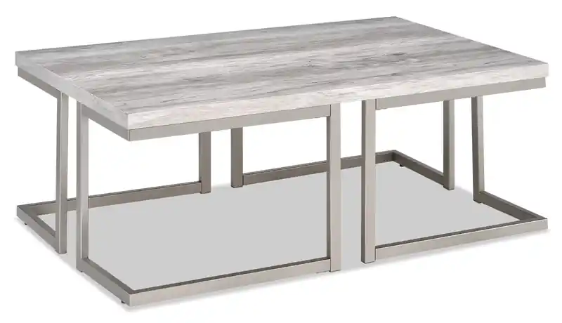 47 Modern Coffee Table - Grey and Pewter with Metal Base