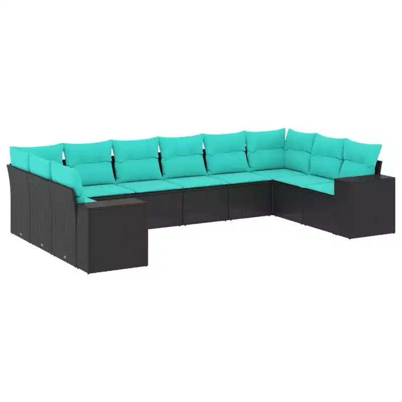 vidaXL Garden Sofa Set with Cushions Poly Rattan
