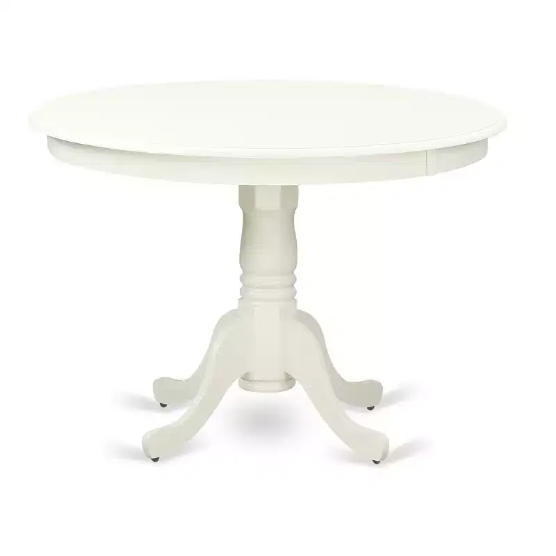 Dining Table Set for 4 - 42 Inch Round Kitchen Table with 4 Chairs - Linen White Finish