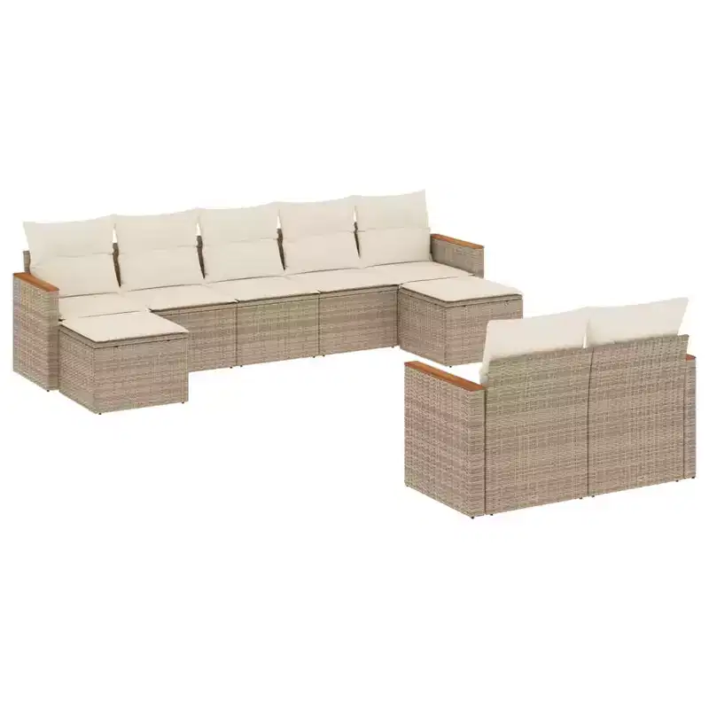 vidaXL 9 Piece Patio Sofa Set with Cushions, Poly Rattan, Multiple Colors and Models