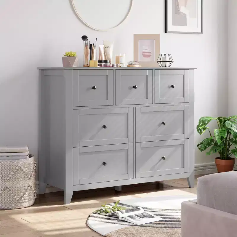 7-Drawer Dresser with Deep Storage – Gray