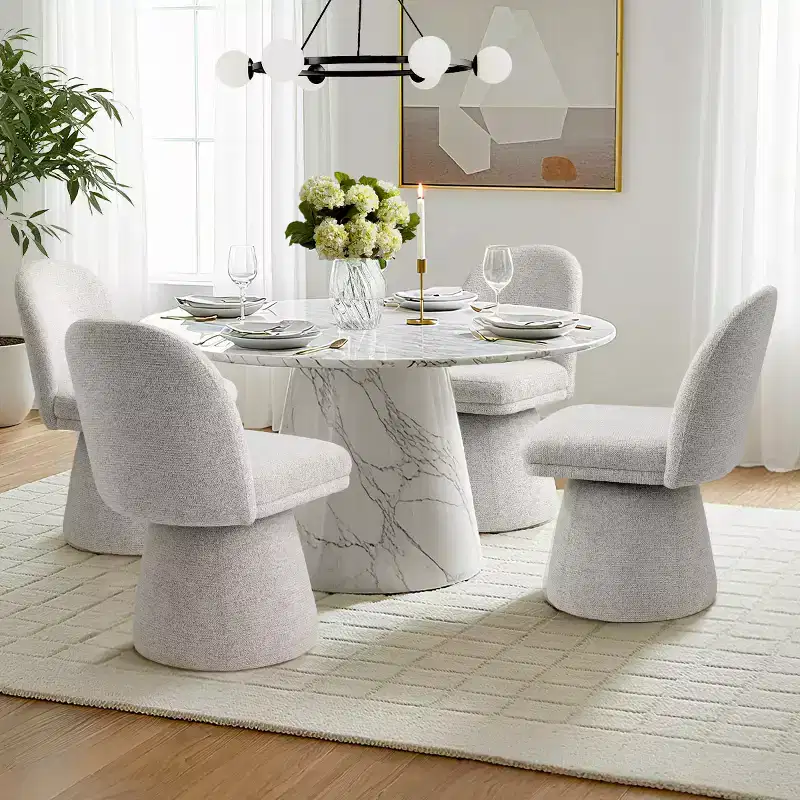 Set of 4 Modern 360 Swivel Armless Dining Chairs with Pedestal-style Base, Elegant Accent Chairs for Kitchen, Dining, or Office-Panipeachy