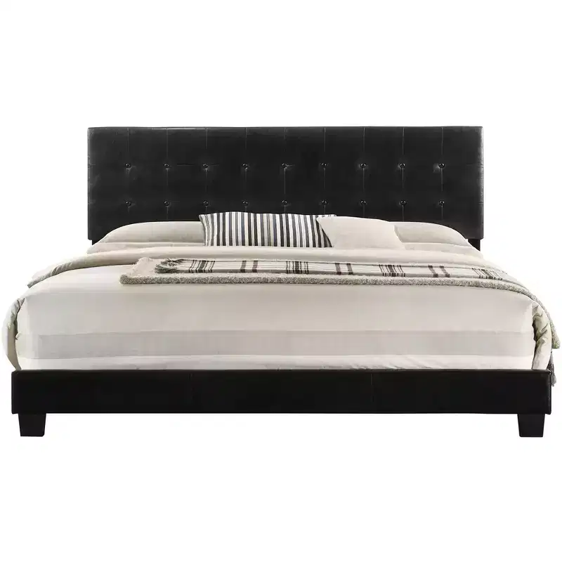 Caldwell Faux Leather Button Tufted King Panel Bed