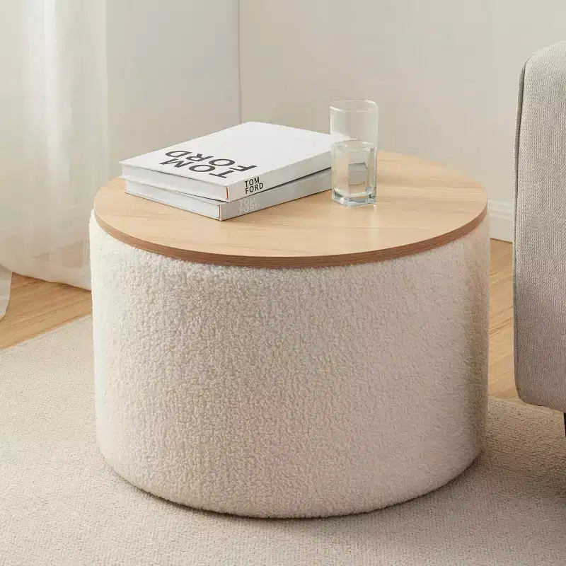 Large 22 Inch Round Coffee Table Storage Ottoman