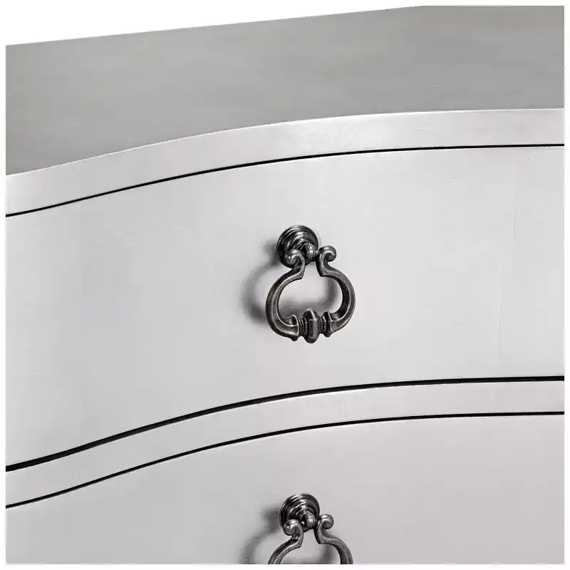 34 Wide 3-Drawer Champagne Silver Leaf Chest