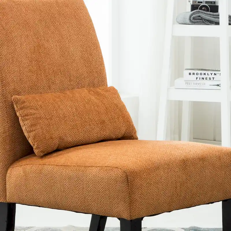 Armless Accent Chair With Pillow