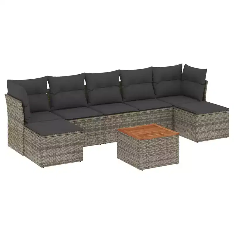 vidaXL 8 Piece Patio Sofa Set with Cushions Outdoor Furniture Poly Rattan