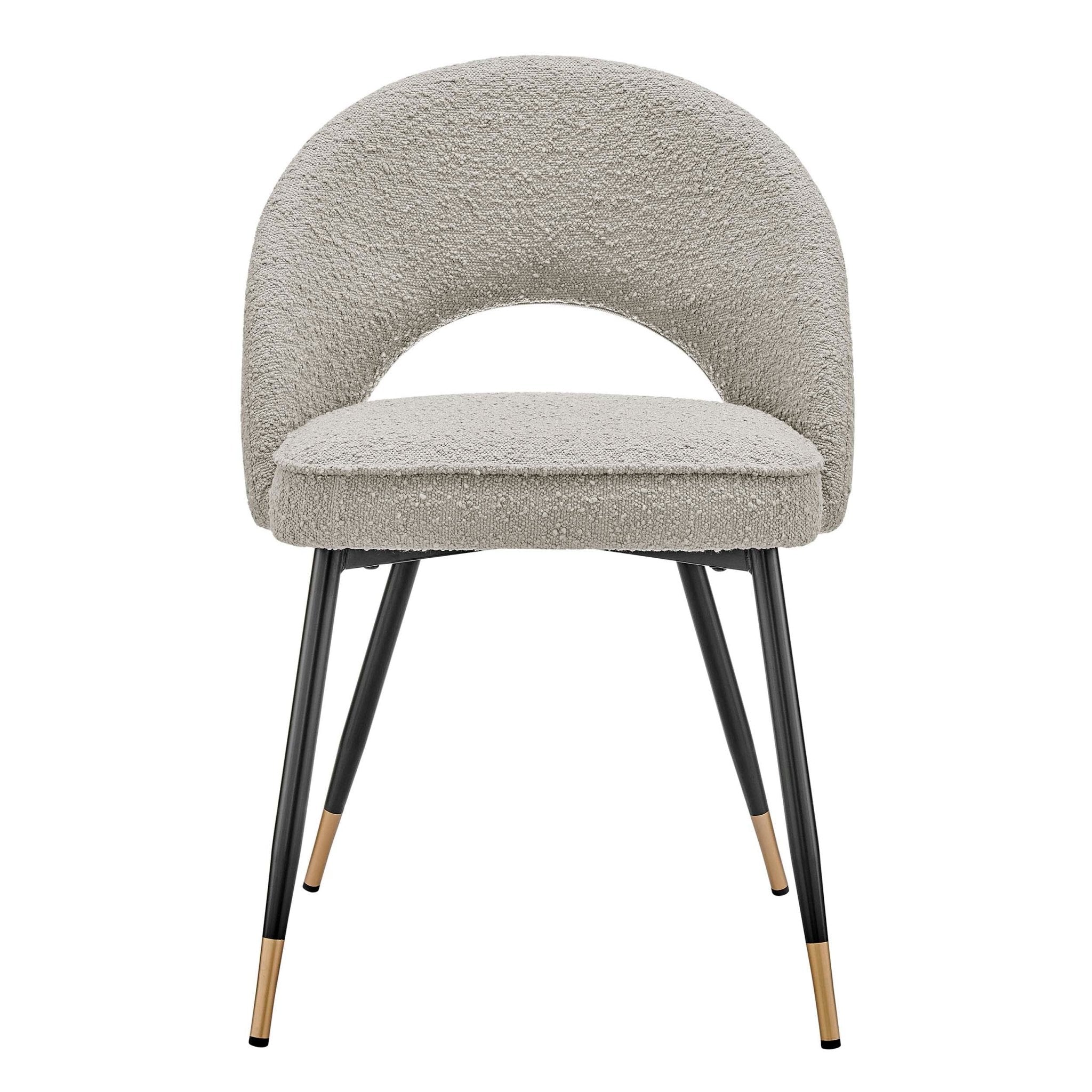 Contemporary Taupe Boucle Dining Chair with Curved Back for Dining Room