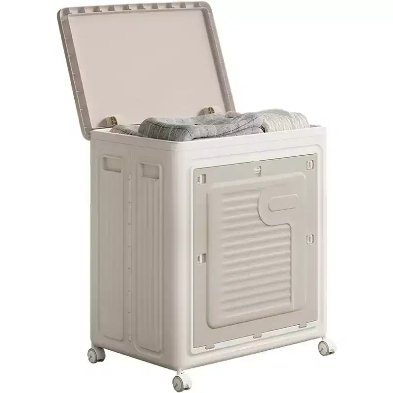 COZONY Rolling Laundry Hamper W/ Lid, 150L Large Capacity Clothes Hampers Plastic Collapsible Laundry Baskets W/ Wheels Foldable Sturdy Storage Boxes