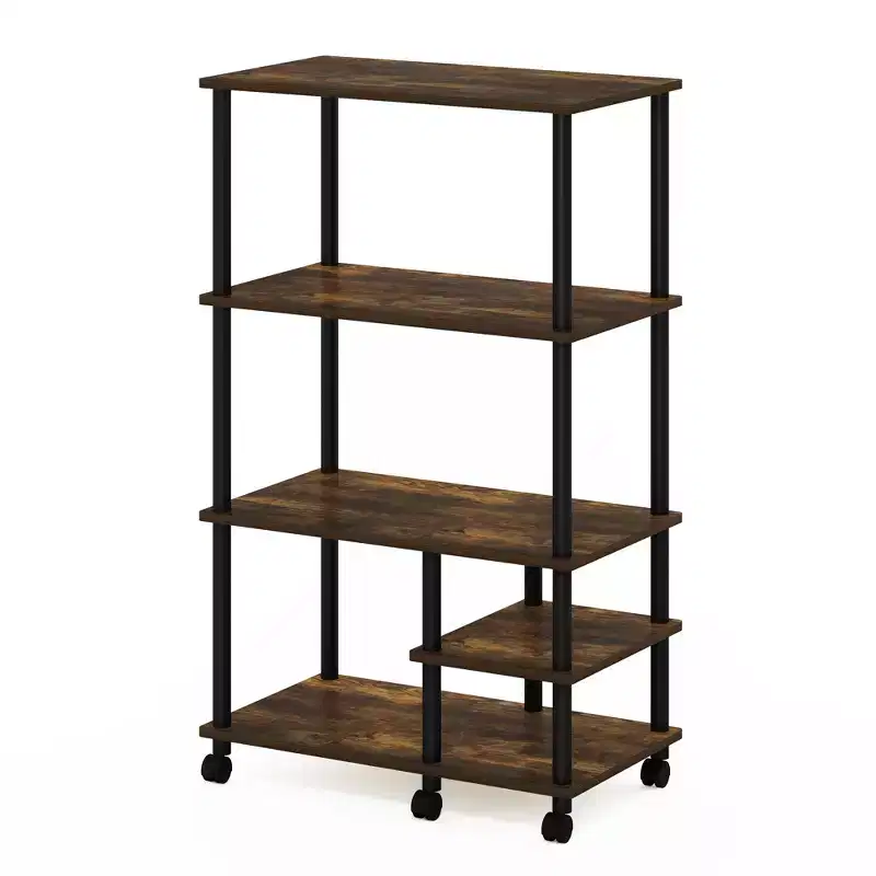 4-Tier Kitchen Baker's Rack Microwave Oven Storage Cart, Amber Pine