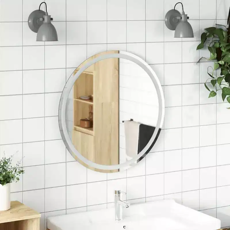Led Bathroom Mirror Transparent Glass 27.6 in Diameter