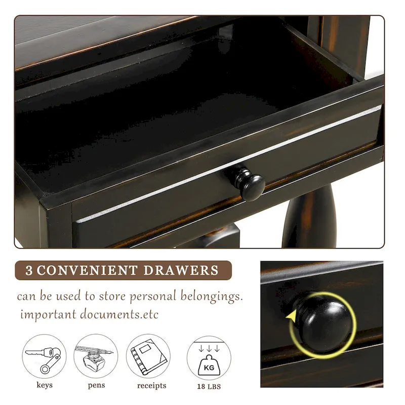Nestfair 64 in. W Console Table with Drawers and Shelf