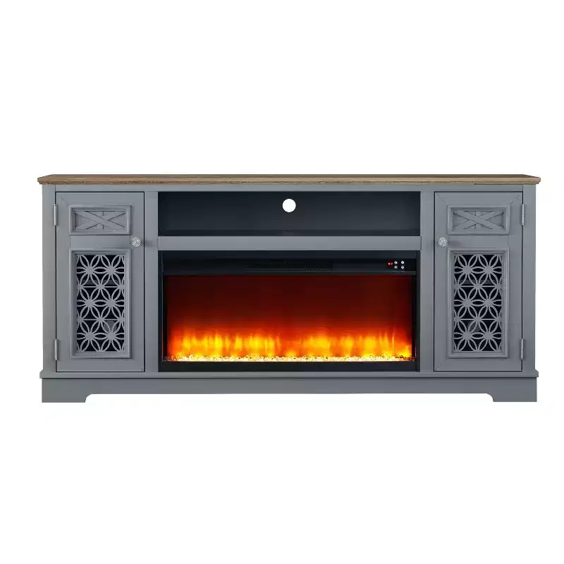 Festivo Farmhouse 70 TV Stand for TVs up to 80 with Fireplace Gray