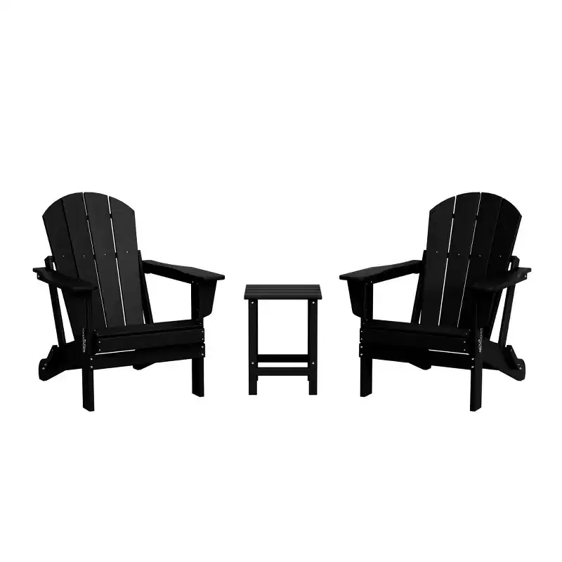 WestinTrends Malibu HDPE Outdoor Patio Folding Poly Adirondack Conversation Set (3-Piece)