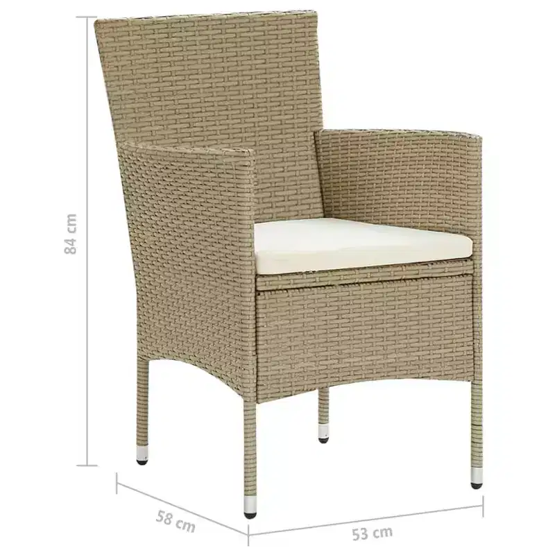vidaXL Rattan Chair Set of 2 Poly Rattan and Steel