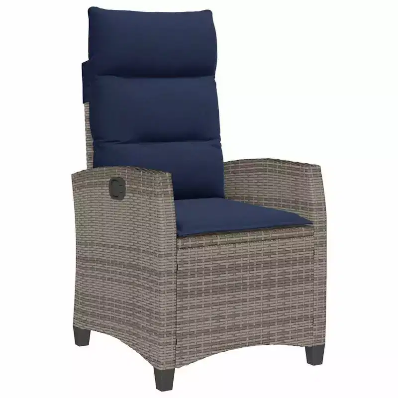 vidaXL Reclining Garden Chair PE rattan, powder-coated steel Medium