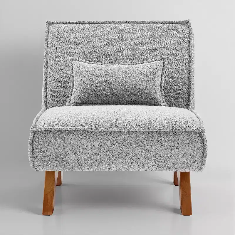 Art Leon Fabric Upholstered Accent Slipper Chair with Removable Pillow and Wood Legs