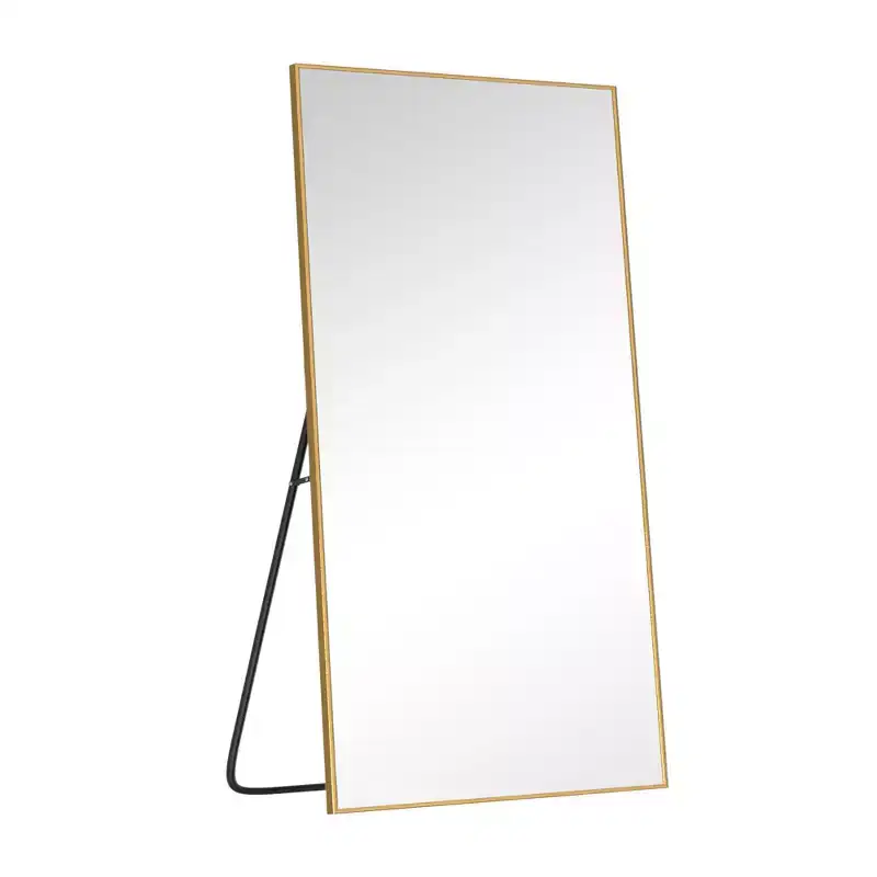 Gold Aluminum Slim Frame Full-Length Mirror with Bracket 180x100x1.5cm