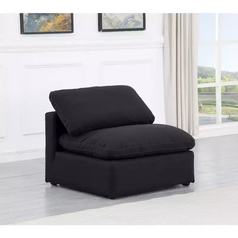 Indulge Linen Textured Fabric Armless Chair