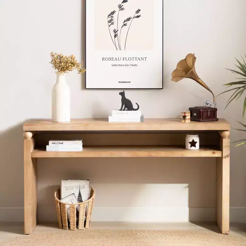 GDFStudio Dulcea Modern 59 Farmhouse Wood Console Table