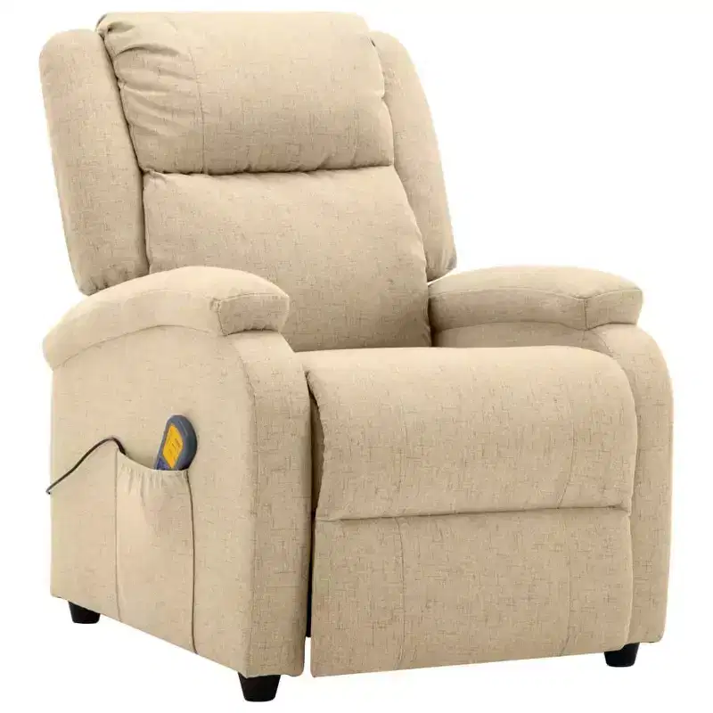 vidaXL Massage Chair Cream Polyester fabric and metal Medium