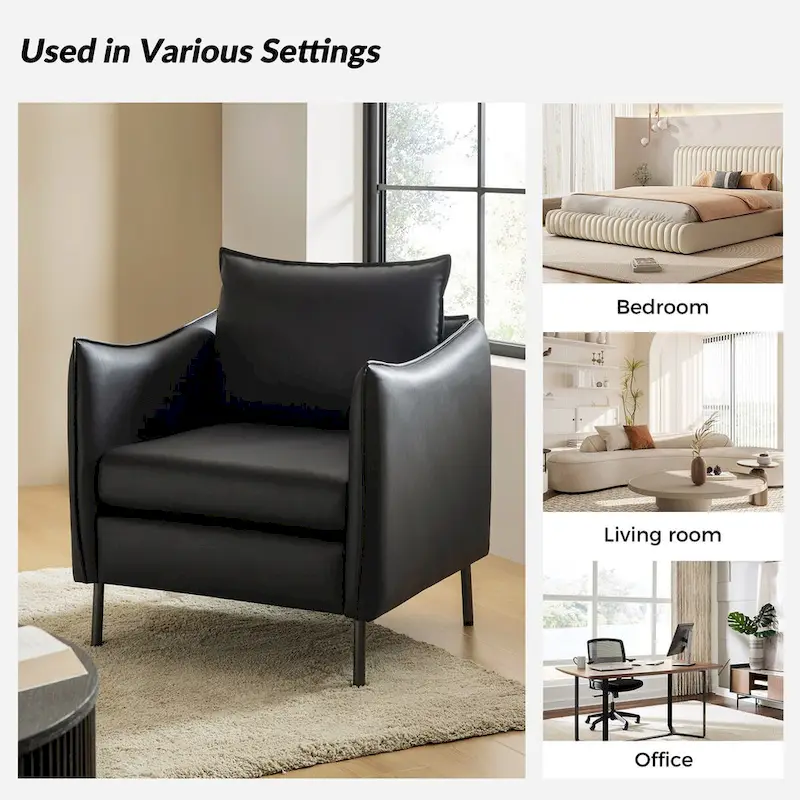 Christopher Modern Anti-scratch Fabric Armchair with Black Metal Legs Set of 2 by HULALA HOME
