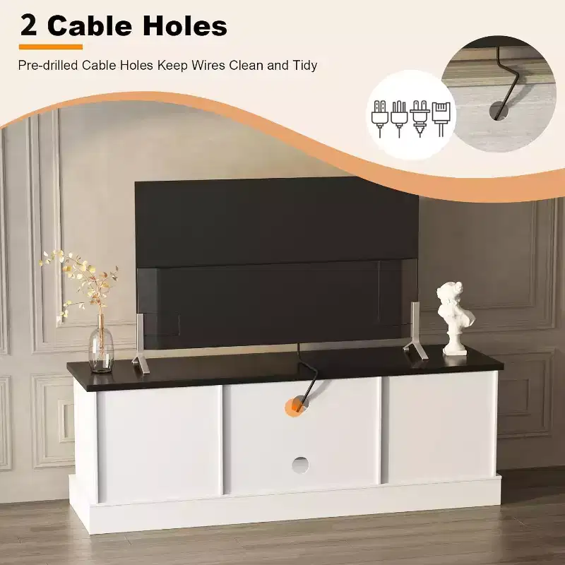 TV Stand with Storage Cabinets and Shelves, Fits TVs Up to 65 Inches