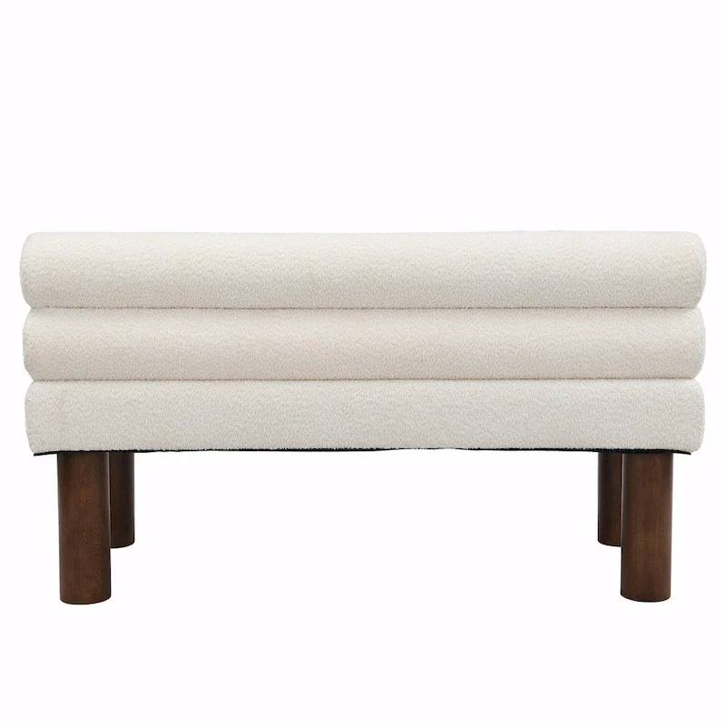 Upholstered Dining Bench with Solid Wood Legs