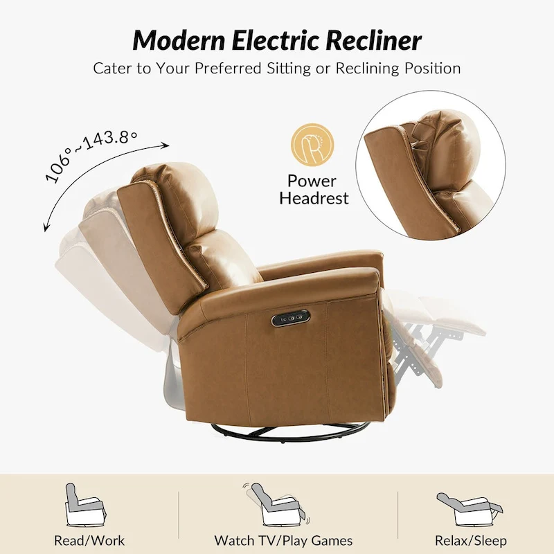 Tobias Traditional Swivel And Rocker Power Recliner Set of 2 by HULALA HOME