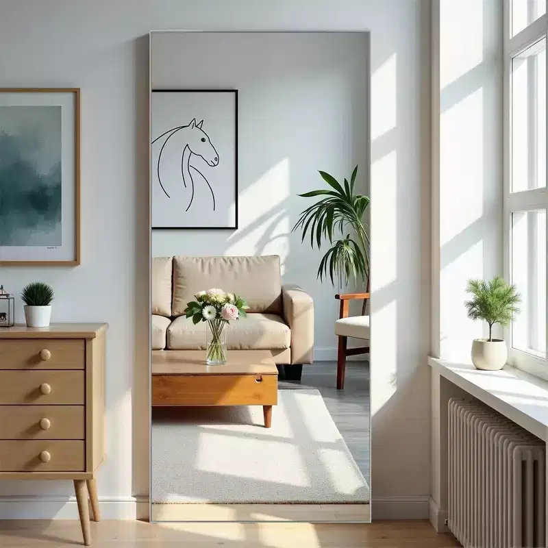 Full-Length Dressing Mirror with Stand, Aluminum Alloy Frame, 31.5