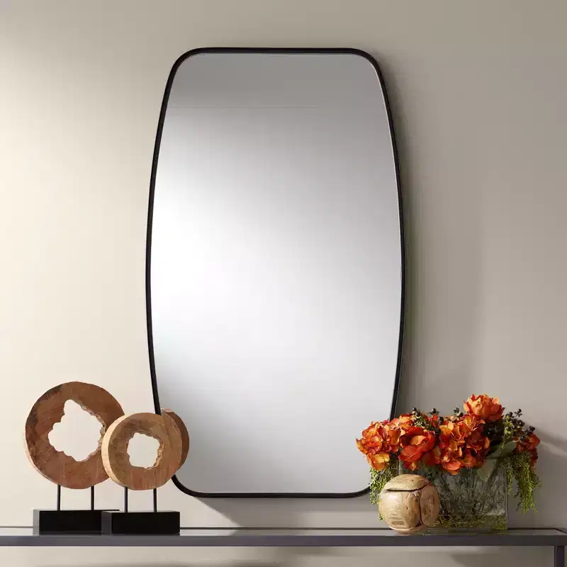 Uttermost Erin Rectangular Vanity Decorative Wall Mirror Modern Black Curved Metal Frame 26 3/4 Wide for Bathroom Bedroom Living Room Office Entryway