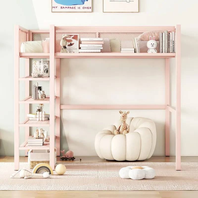 Full Loft Bed with Four Shelves