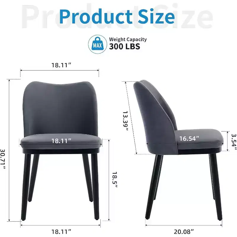Acekool Modern Dining Chairs Set: Neutral Upholstered Seats, Wood Legs, Easy Assembly